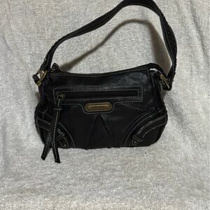 CHAPS Leather Hand/Shoulder Bag Brass Hardware Black